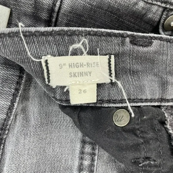 Madewell Jeans Womens 26 Black Wash High Rise Slim Skinny Raw Hem Button Denim - Picture 9 of 11
